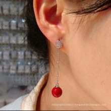 Korean Star with Simple Sweet Silver Pearl Earrings CZ